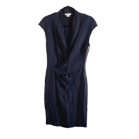 Helmut Lang Twisted Front Cap Sleeve Dress in Black Sheath Dress Size 4 - Picture 8 of 8